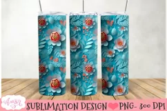3D floral tumbler wrap sublimation, spring tumbler PNG Product Image 2