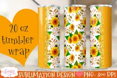 Sunflower 20oz tumbler wrap for sublimation PNG customizable Product Image 2