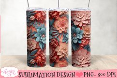 3D floral tumbler wrap sublimation, spring tumbler PNG Product Image 2