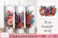3D Tumbler Sublimation BUNDLE | Flowers and butterflies PNG Product Image 3