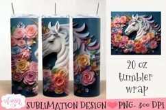 Unicorn 3D tumbler wrap PNG for sublimation Product Image 1
