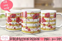 Poppy flowers mug wrap PNG for sublimation | Floral mug PNG Product Image 1