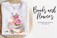 Watercolor stack of books PNG for sublimation | Book lover Product Image 2