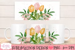 Watercolor Tulip Flowers Mug Wrap for Sublimation Product Image 3