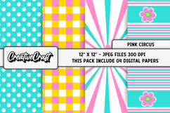 Pink Circus Digital Papers, scrapbooking backgrounds designs Product Image 1