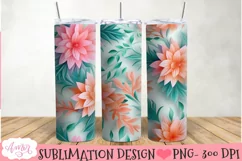 3D floral 20oz Tumbler Sublimation | Spring tumbler PNG Product Image 2