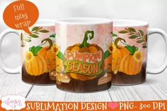 Pumpkin Season Mug Wrap for 11oz 15oz | Autumn Mug PNG Product Image 2