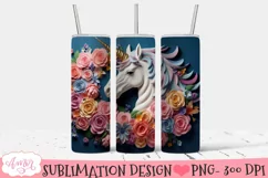 Unicorn 3D tumbler wrap PNG for sublimation Product Image 2