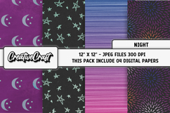 Night Digital Papers, vintage scrapbook backgrounds designs Product Image 1