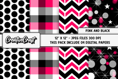 Pink and Black Digital Papers, scrapbook backgrounds designs Product Image 1