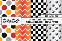 Red Racing Car Digital Papers, scrapbooking papers designs Product Image 1