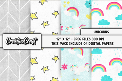 Unicorns Digital Papers, scrapbooking backgrounds designs Product Image 1
