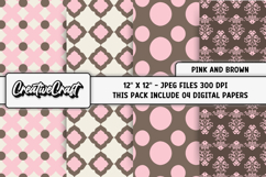 Pink and Brown Digital Papers, scrapbook backgrounds designs Product Image 1