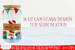 Cute Santa Claus Can Glass Wrap PNG for Sublimation Product Image 2