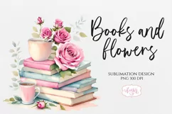 Watercolor stack of books PNG for sublimation | Book lover Product Image 1