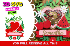 Cherry and watermelon cake topper 3D SVG Product Image 1