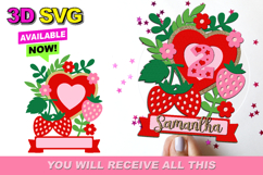 Strawberry Cake Topper 3D SVG Product Image 1
