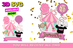 Circus girl Pink Cake Topper 3D SVG Product Image 1