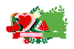Cherry and watermelon cake topper 3D SVG Product Image 3