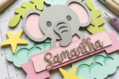 Sweet Baby Elephant Name Banner 3D SVG Cake Topper Product Image 4