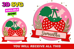 Baby Name Sign Strawberry 3D SVG Product Image 1