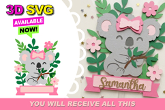 Cute Koala Cake Topper 3D SVG Product Image 1