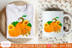 Pumpkin and sunflowers PNG for Sublimation |Fall T-shirt PNG Product Image 3