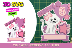 cute cat Cake Topper 3D SVG Product Image 1