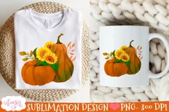 Pumpkin and sunflowers PNG for Sublimation |Fall T-shirt PNG Product Image 2