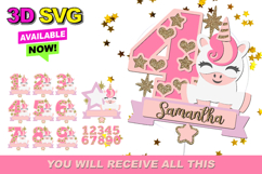 Unicorn Topper numbers 3D SVG Product Image 1