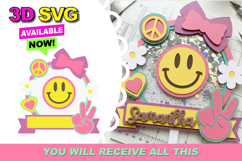 Cute Happy Face Cake Topper 3D SVG Product Image 1