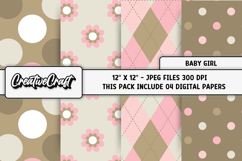 Baby Girl Digital Papers, scrapbooking backgrounds designs Product Image 1