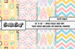 Cute Owls Digital Papers, scrapbooking backgrounds designs Product Image 1
