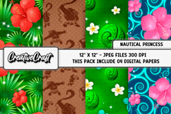 Nautical Princess Digital Papers, scrapbooking backgrounds Product Image 1