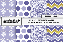 Purple Princess Digital Papers, scrapbook background designs Product Image 1