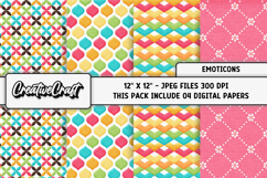 Emoticons Digital Papers, scrapbooking backgrounds designs Product Image 1