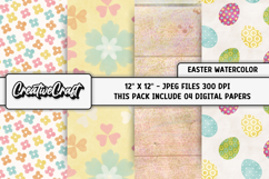 Easter Watercolor Digital Papers, scrapbooking backgrounds Product Image 1