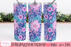 Glitter and flowers 20oz tumbler wrap sublimation PNG Product Image 3