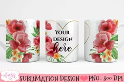 Floral photo mug template PNG for sublimation 11oz 15oz mug Product Image 3