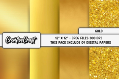Gold Glitter Digital Papers, scrapbook backgrounds designs Product Image 1
