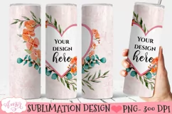 Floral photo tumbler template for sublimation | Custom PNG Product Image 3