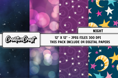 Night Digital Papers, vintage scrapbook backgrounds designs Product Image 1
