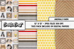 Animals Farm Digital Papers, scrapbook backgrounds designs Product Image 1