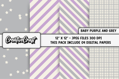 Baby Purple Grey Digital Papers, scrapbook background design Product Image 1