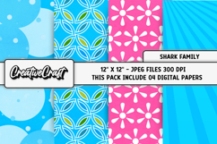 Shark Family Digital Papers, scrapbook backgrounds designs Product Image 1