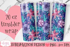 Floral 20oz tumbler wrap sublimation PNG seamless Product Image 3