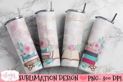Book lover tumbler wrap for sublimation | Book tumbler PNG Product Image 2