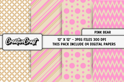 Pink Bear Digital Papers, scrapbooking backgrounds designs Product Image 1