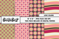 Love Colors Digital Papers, scrapbooking backgrounds designs Product Image 1