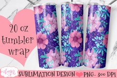 Flowers and glitter 20oz tumbler wrap sublimation PNG Product Image 3